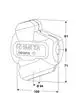 Technisches Diagramm eines Wärme- und Kältedämmungsprodukts von IMI Hydronic Engineering. Zeigt Maße und Form des Modulators in einer schematischen Darstellung.